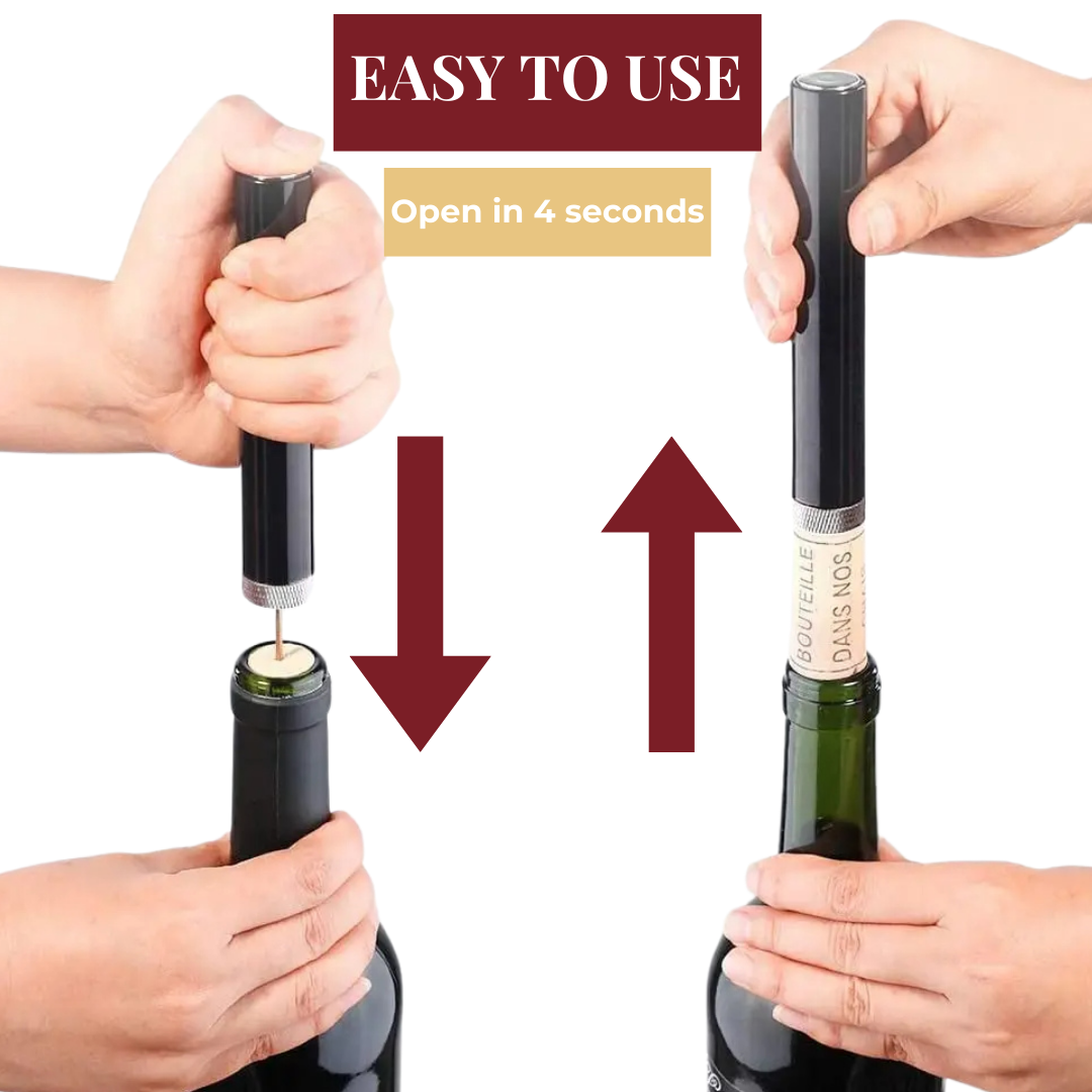 CorkMaster – Luxe Luchtdruk Wijnopener voor Gemakkelijk Gebruik