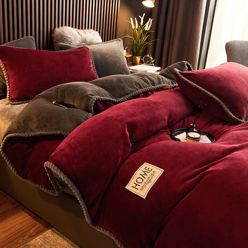 PlushHaven Luxe Fluweel Dekbedovertrekset – Kingsize Warmte & Comfort