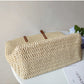 SummerBreeze Tote - Stijlvolle Rieten Tas met Leren Handvatten