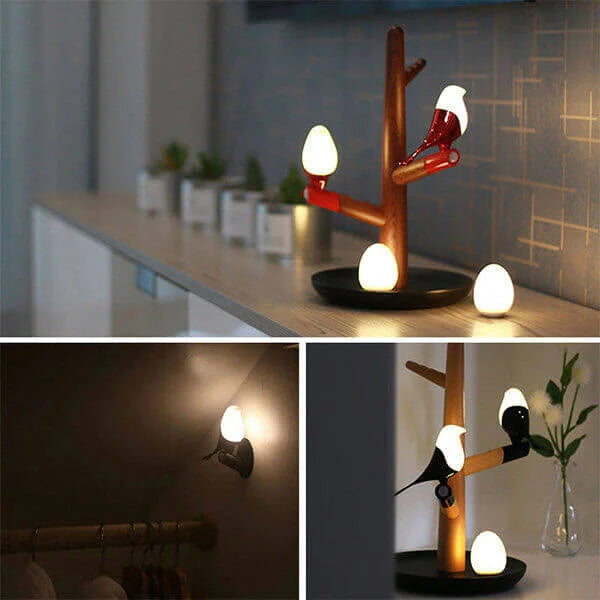 BrightOak Elegance - Slimme Houten Tafellamp met Bewegingssensor