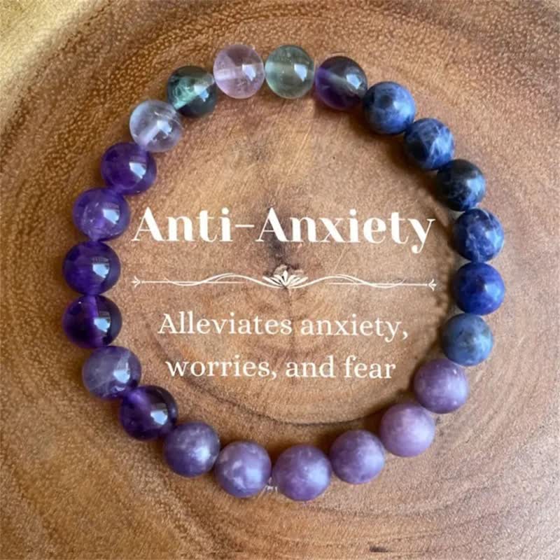 Aurora Anti-Anxiety Bracelet with Amethyst, Lepidolite, and Lapis Lazuli