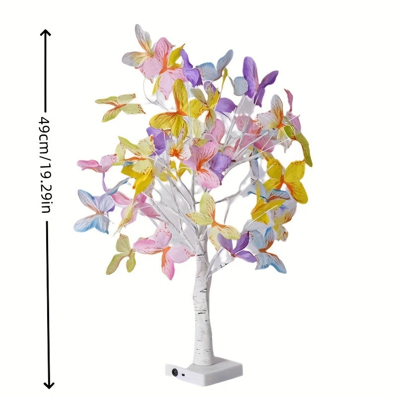 GlowBirch - Stijlvolle LED Lamp met Berken Vlindermotief