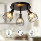 RusticGlow Lamp - Landelijke Zwarte Plafondlamp met Draaibare Kappen