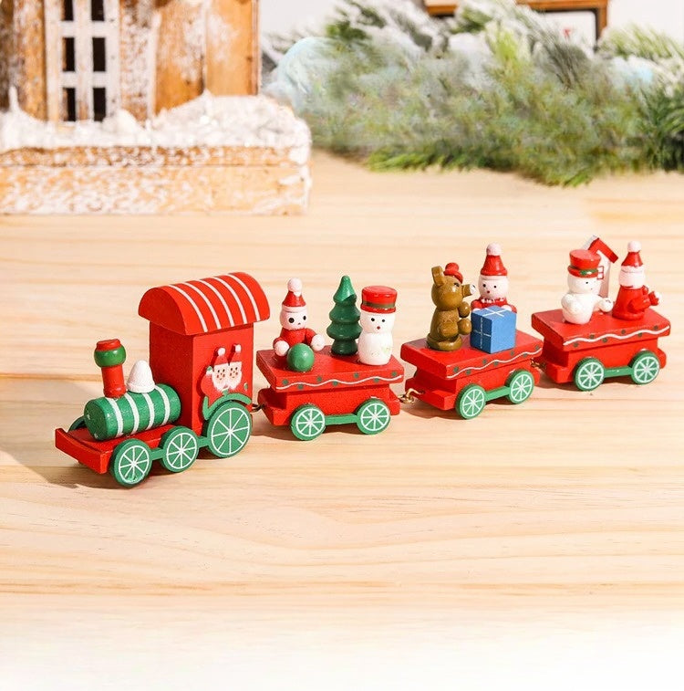 NoelExpress Houten Kersttrein - Prachtige Houten Kersttrein Decoratie