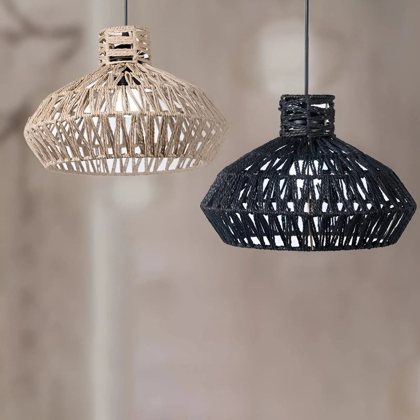 Elegante Vintage Rotan Hanglamp – Tijdloze Luxe voor Elke Ruimte