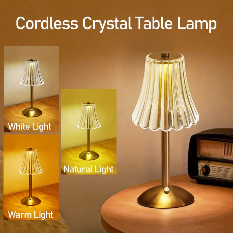 Cristalglow - Chique Draadloze Tafellamp met Elegante Kristaldecoratie