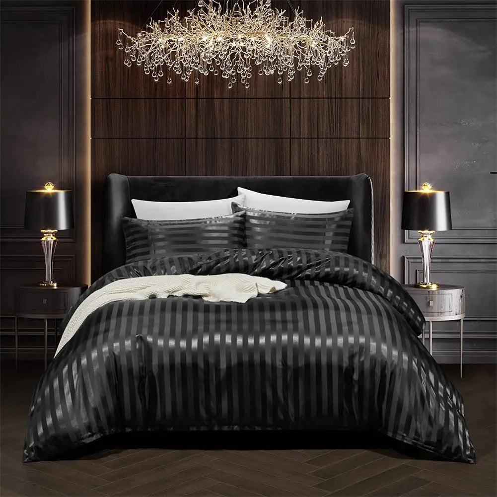 NoirLuxe Duvet Cover Set - Elegante Satijnen Slaapkamer transformator