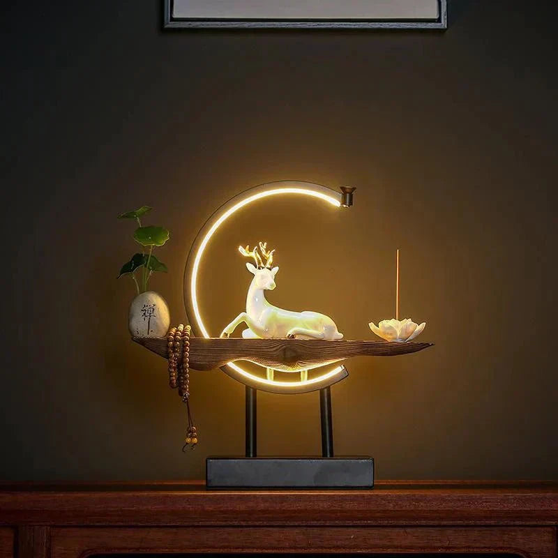 SereneStag - Elegante Witte Hert Wierooklamp