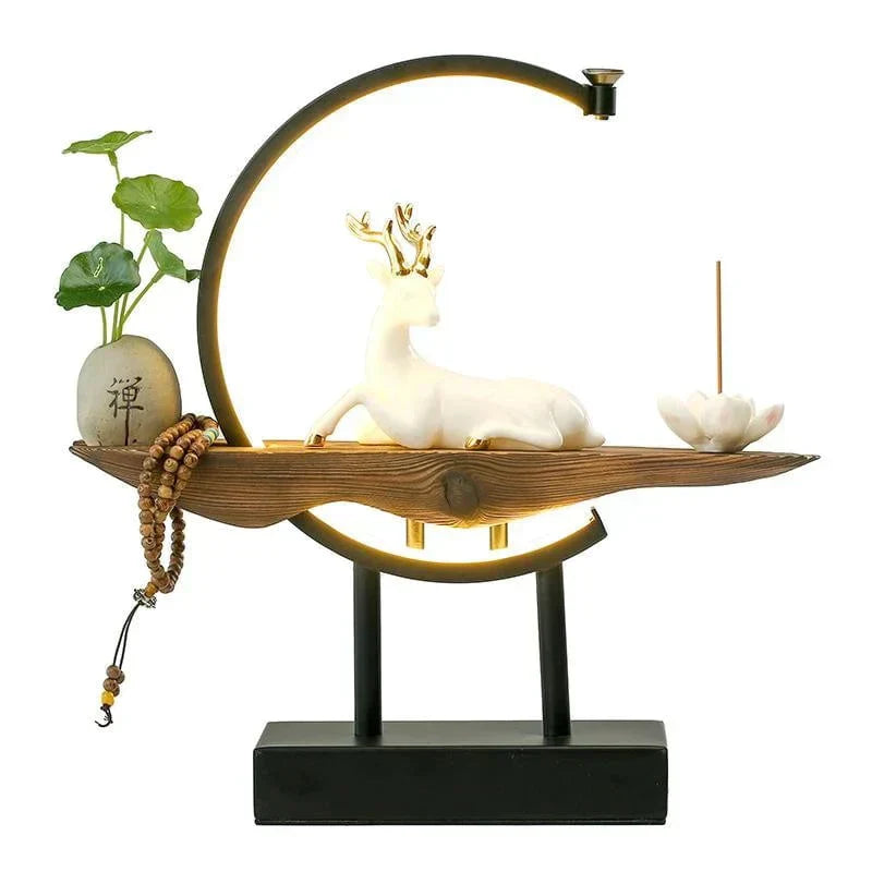 SereneStag - Elegante Witte Hert Wierooklamp