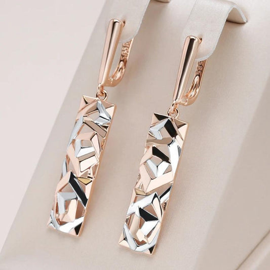 Elegante Rechthoekige Oorbellen in Luxe Goud en Zilver - Elena Collection