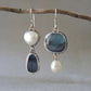 Amalina Vintage Oorbellen met Elegante Blauwe Natuursteen en Luxe Parels