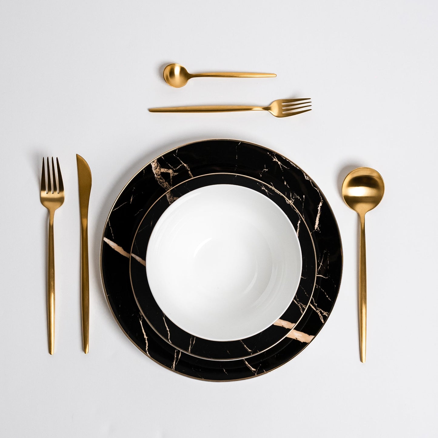 Libra Luxe - Zwarte Marmeren Bordenset voor Tafel