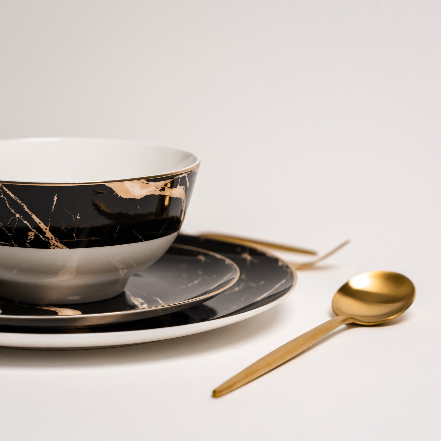 Libra Luxe - Zwarte Marmeren Bordenset voor Tafel