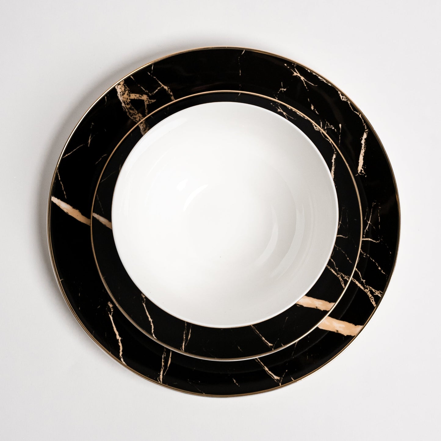 Libra Luxe - Zwarte Marmeren Bordenset voor Tafel