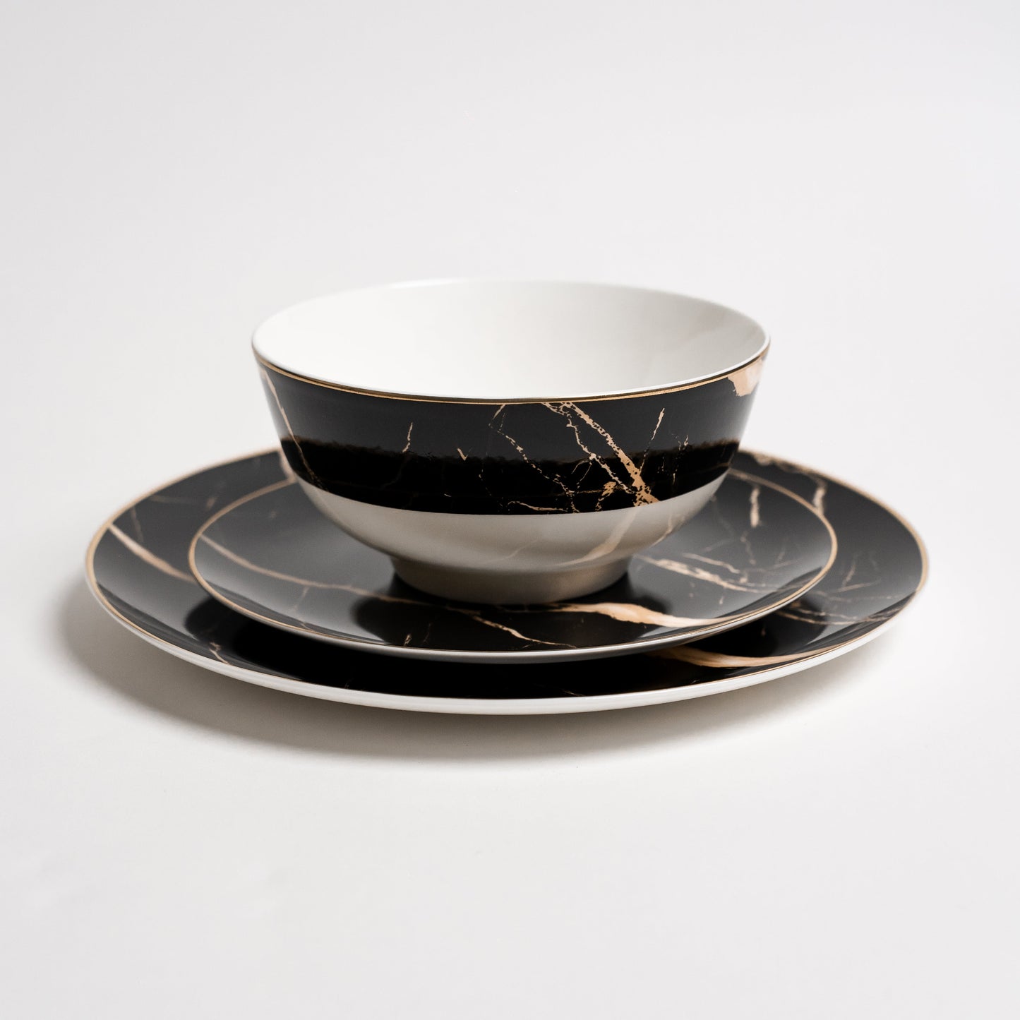 Libra Luxe - Zwarte Marmeren Bordenset voor Tafel