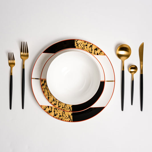 Tigress Set – Luxe Gouden en Zwarte Bordenset