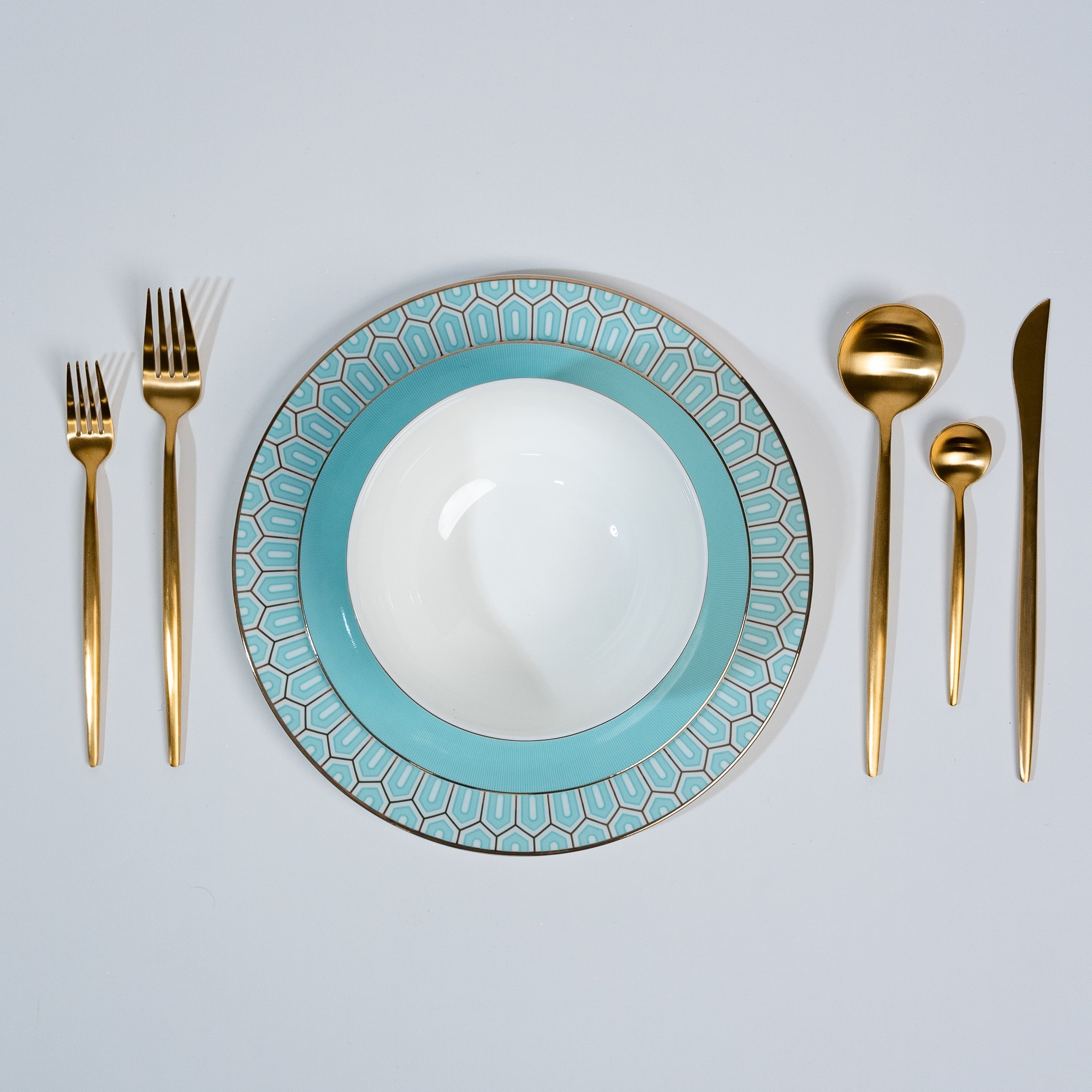 Tiffany Blue Elegance – Luxe Porseleinen Bordenset