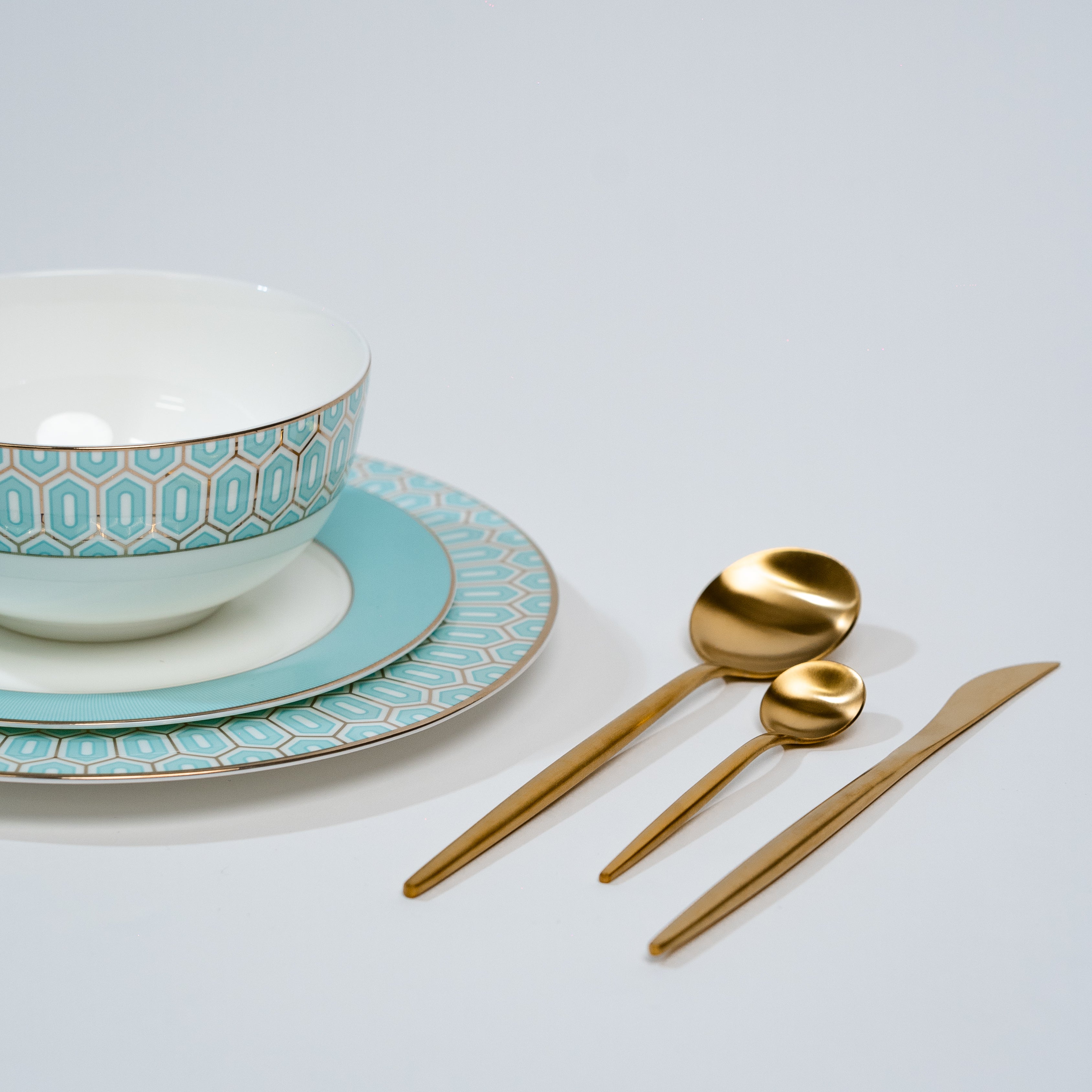 Tiffany Blue Elegance – Luxe Porseleinen Bordenset
