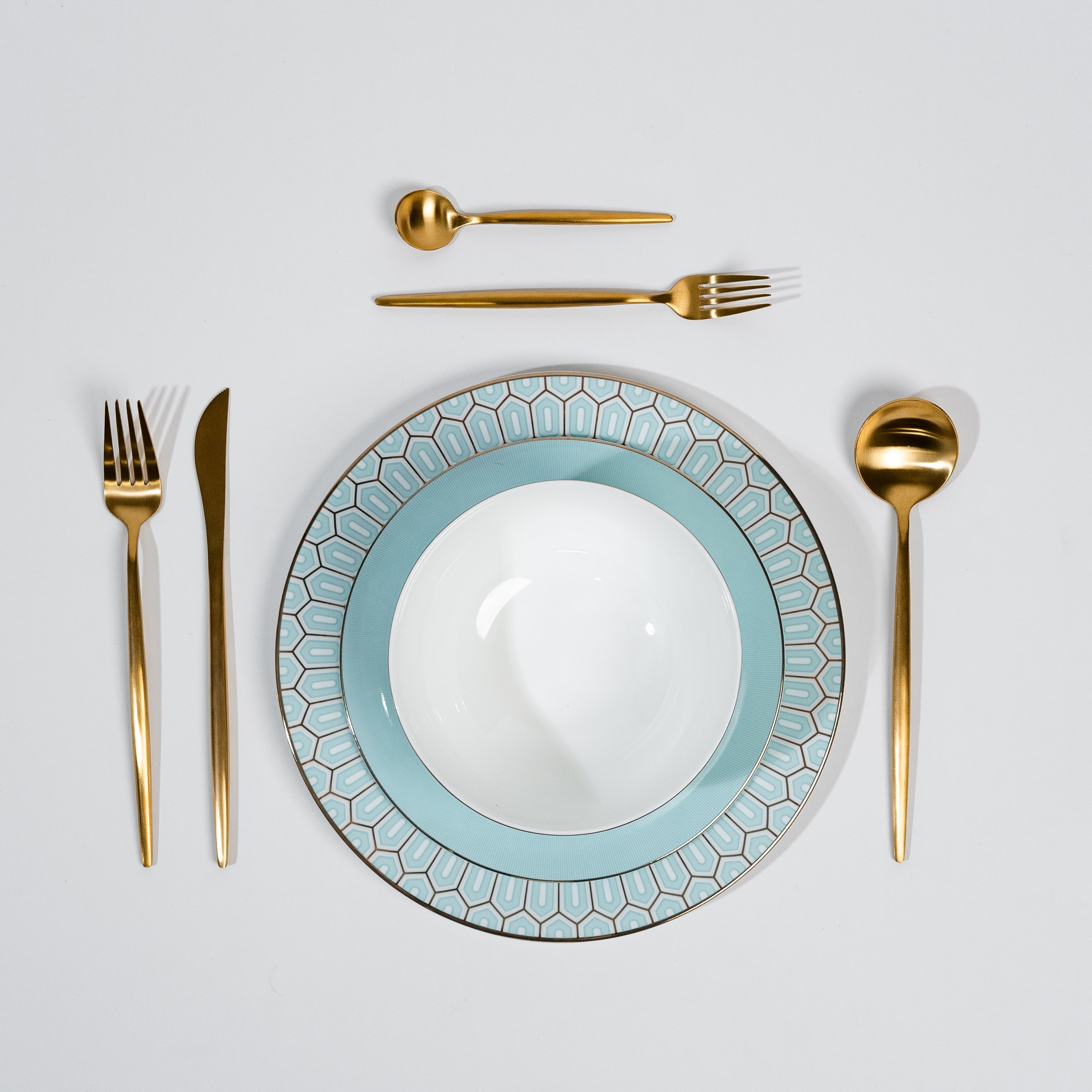 Tiffany Blue Elegance – Luxe Porseleinen Bordenset