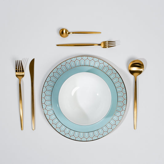 Tiffany Blue Elegance – Luxe Porseleinen Bordenset
