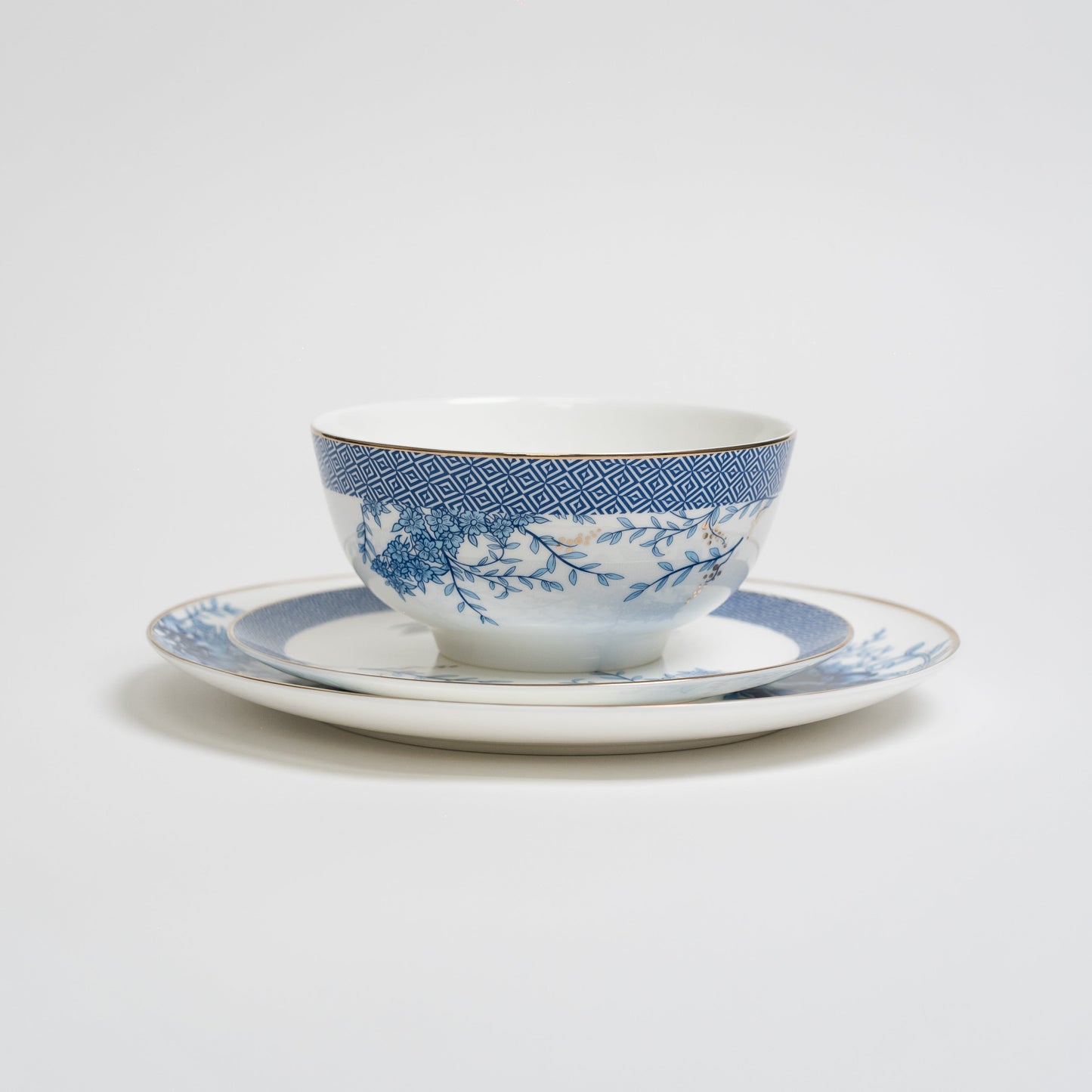 BlueFlower – Luxe Porseleinen Bordenset 12-delig