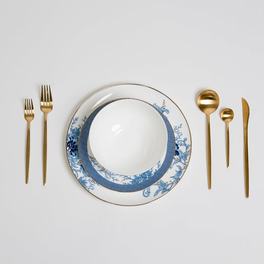 BlueFlower – Luxe Porseleinen Bordenset 12-delig