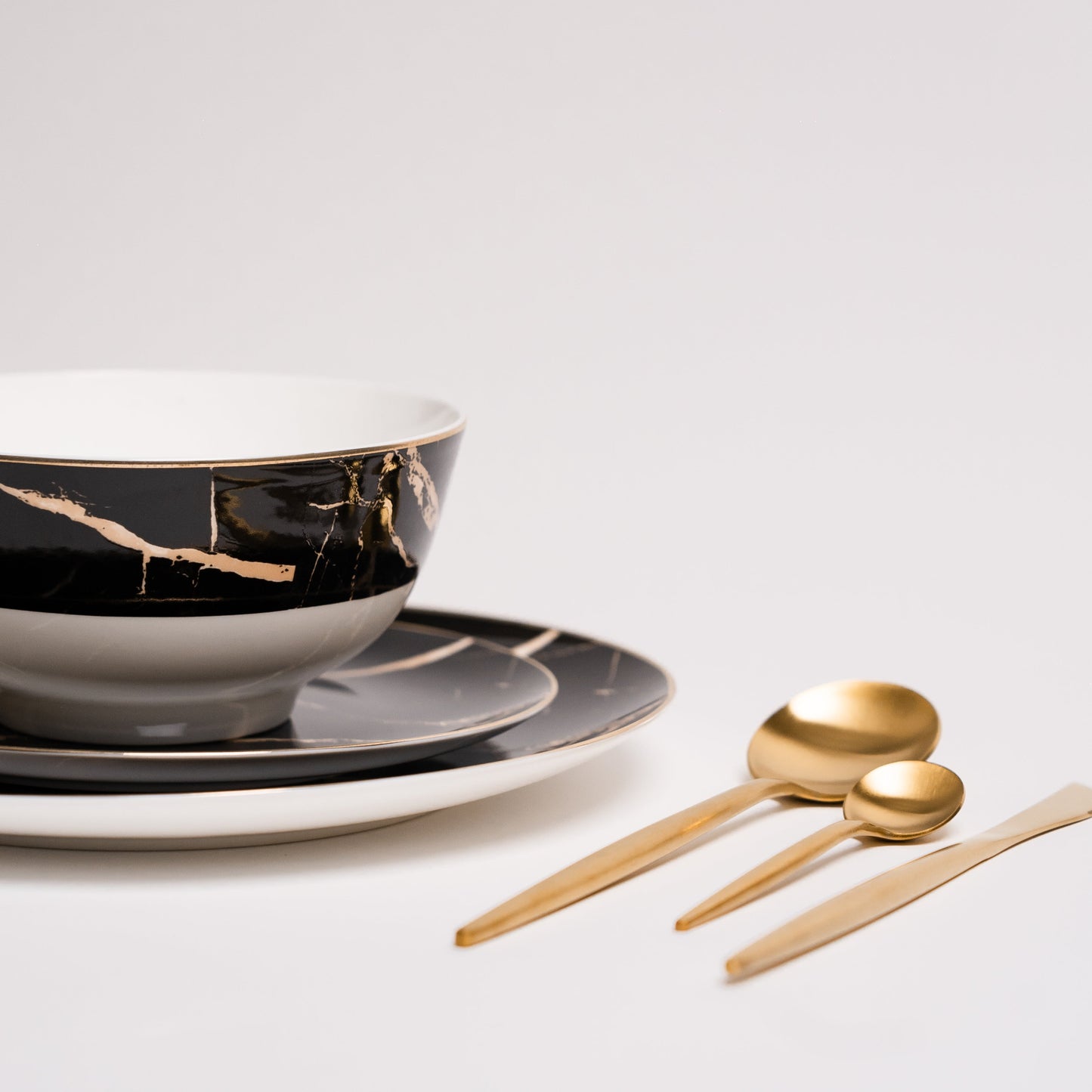 Libra Luxe - Zwarte Marmeren Bordenset voor Tafel