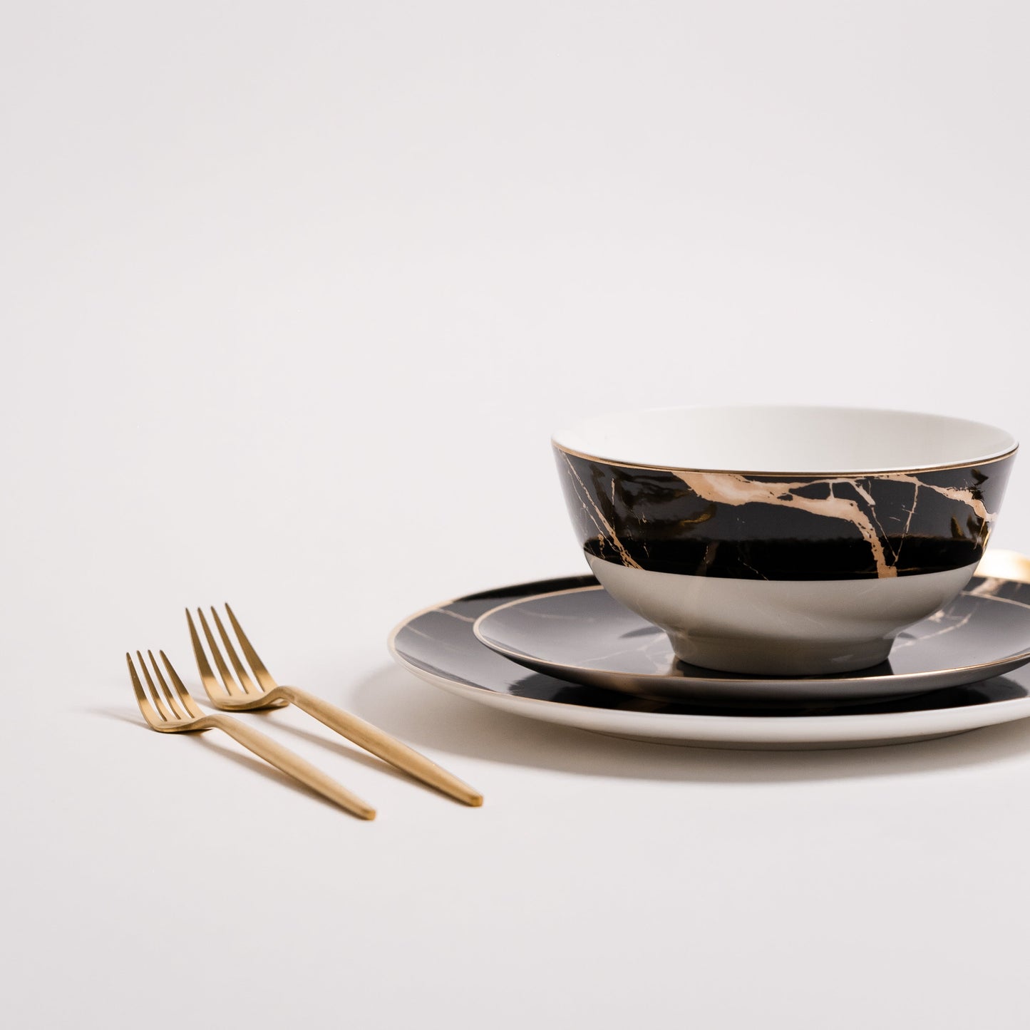 Libra Luxe - Zwarte Marmeren Bordenset voor Tafel