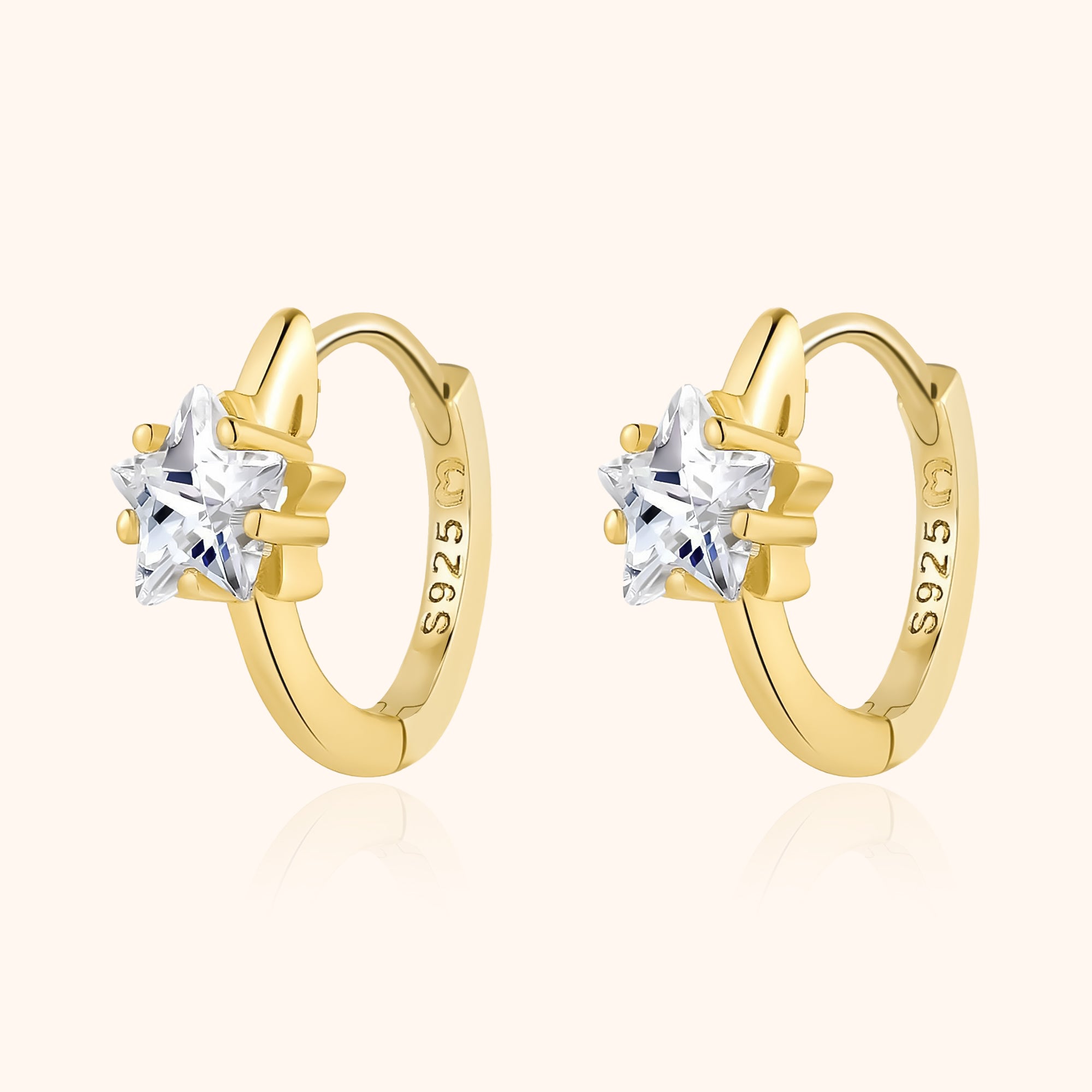 Striking Star Zirconia Hoop Earrings - Lunara Collection