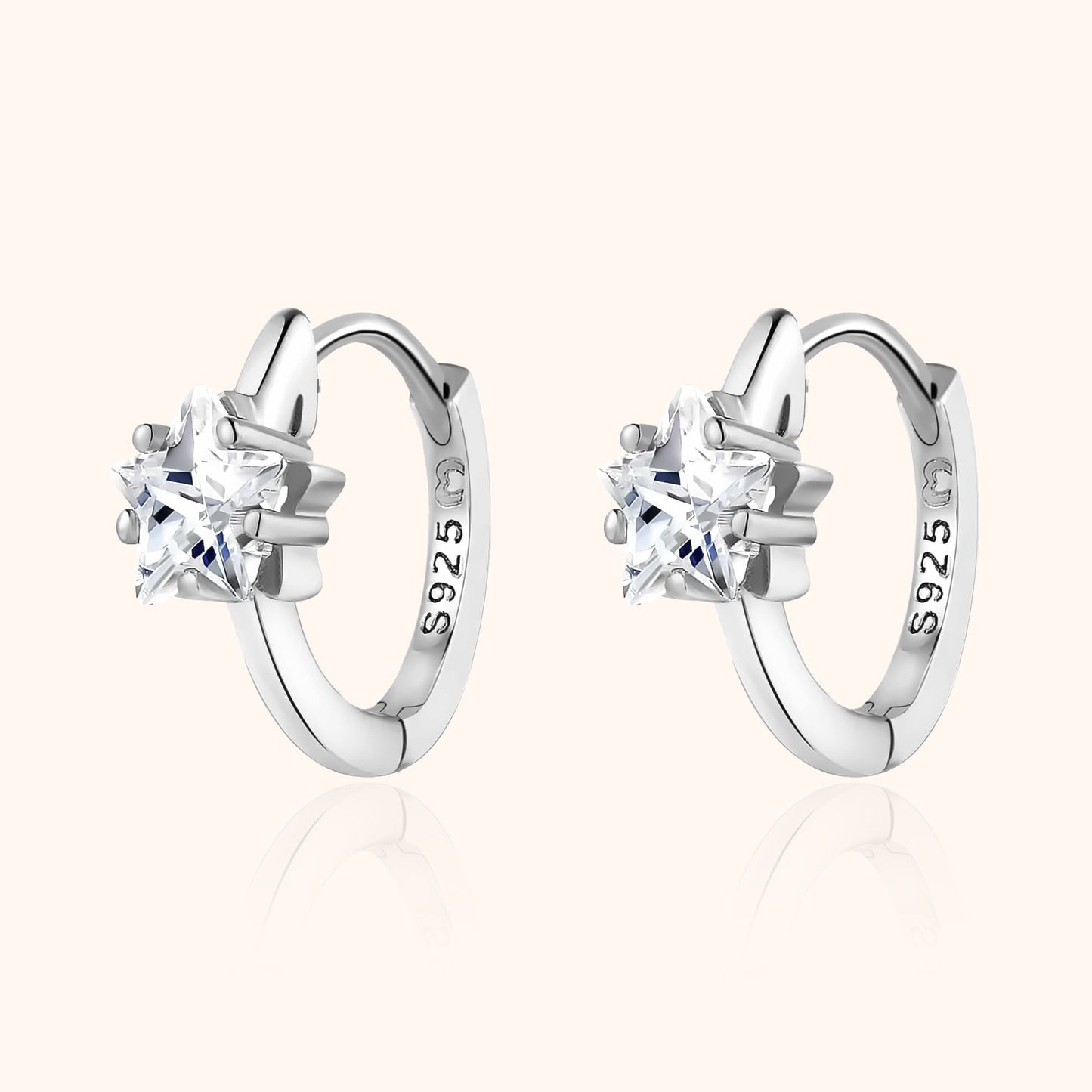 Striking Star Zirconia Hoop Earrings - Lunara Collection