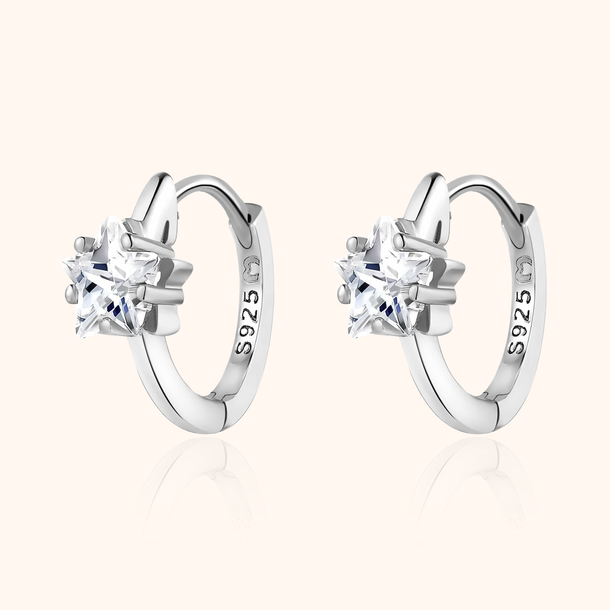 Striking Star Zirconia Hoop Earrings - Lunara Collection