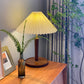 Elegante Vintage Houten Woodly Tafellamp -  Tafellamp met Geplooid Design