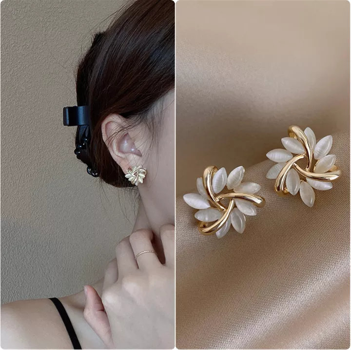 Chic Opal Floral Stud Earrings