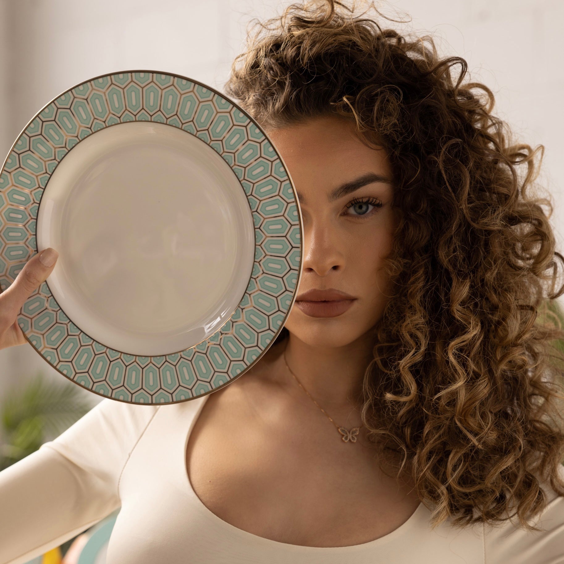 Tiffany Blue Elegance – Luxe Porseleinen Bordenset