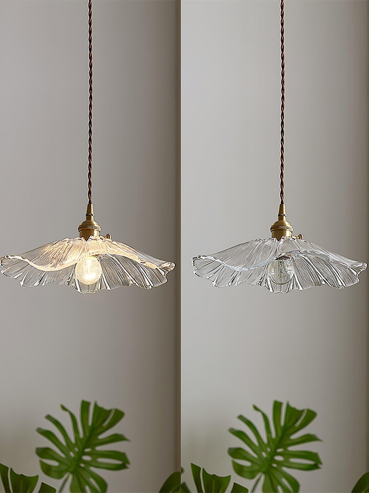 NostalgieLicht - Retro Glazen Hanglamp met Koperen Accenten