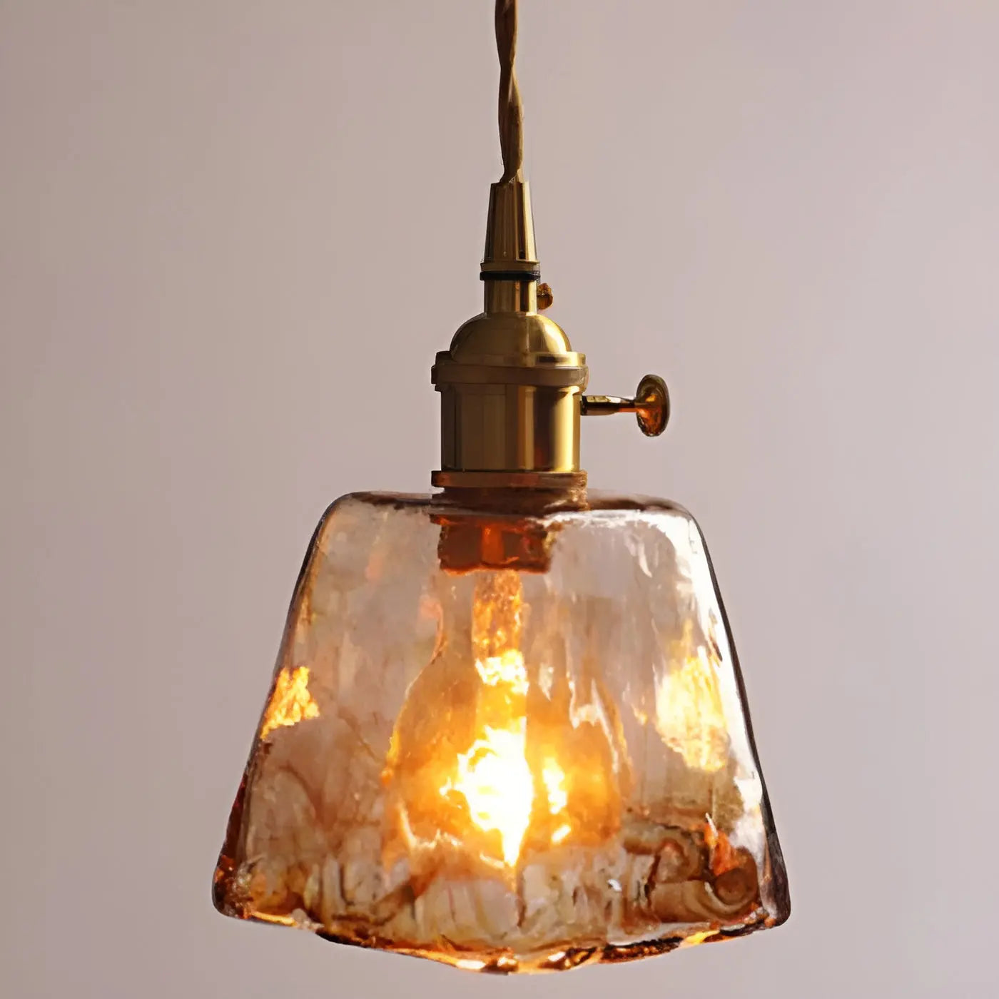Luxueuze Kristallen Plafondlamp - Amber GlassElegance