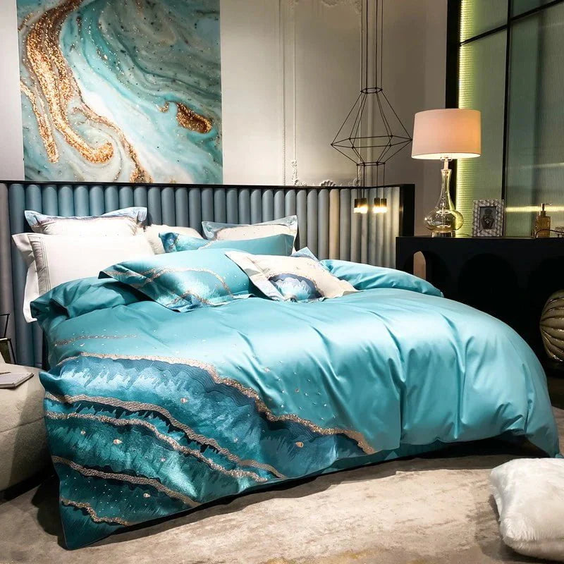 Whimsical Waters – Luxe Dekbedovertrekset van Egyptisch Katoen