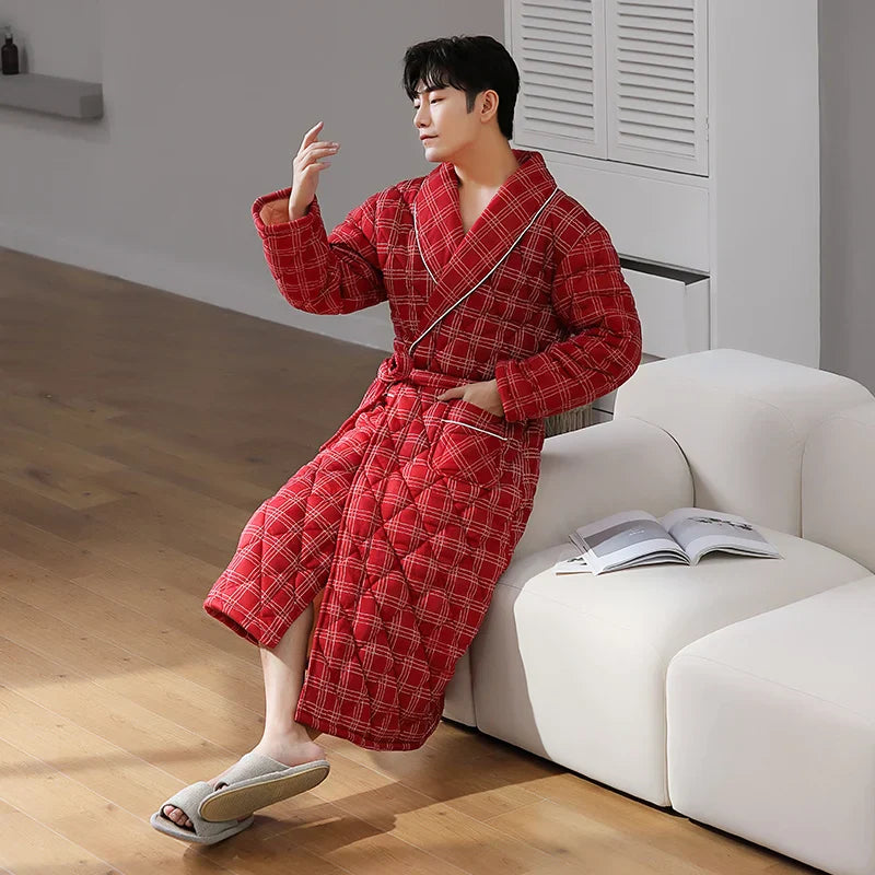 CozyLayer Robe - Luxe 3-Lagen Winterbadjas voor Stijl en Comfort