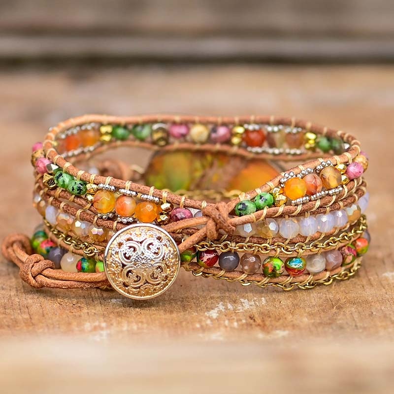 HamsaCharm - Elegante Wikkelarmband met Amazonietsteen