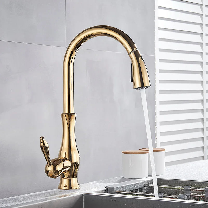 GlamFaucet Keukenkraan - Luxe Gouden Keukenmengkraan