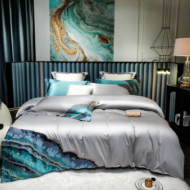 Whimsical Waters – Luxe Dekbedovertrekset van Egyptisch Katoen