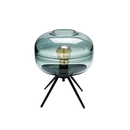 ArtisanGlow - Elegante Blauw Glazen Lamp met Plank