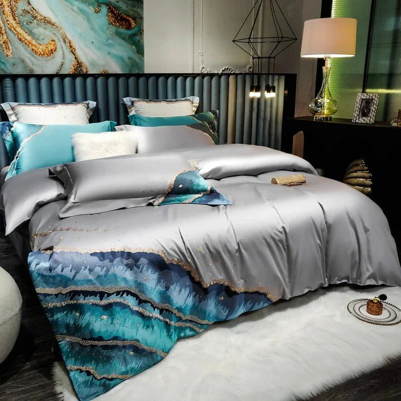 Whimsical Waters – Luxe Dekbedovertrekset van Egyptisch Katoen