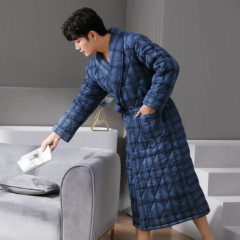 CozyLayer Robe - Luxe 3-Lagen Winterbadjas voor Stijl en Comfort