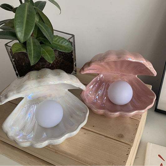 ShellGlow Lamp – Elegante Schelpen Verlichting met Parel
