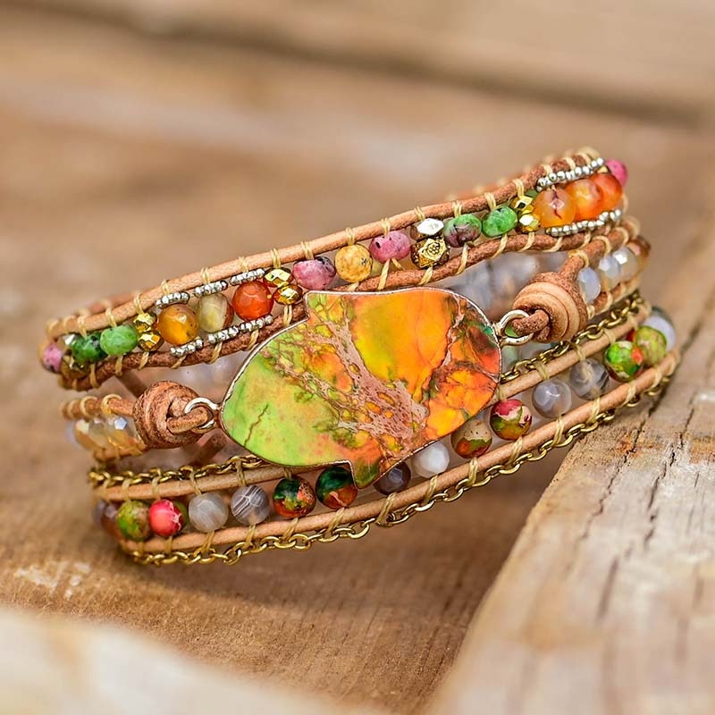 HamsaCharm - Elegante Wikkelarmband met Amazonietsteen