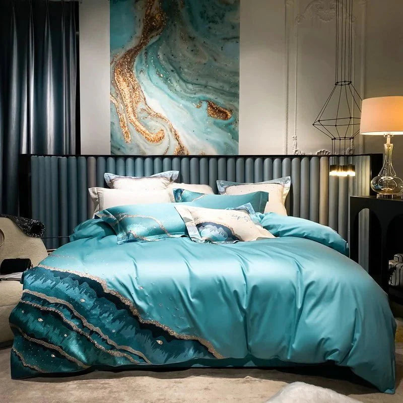 Whimsical Waters – Luxe Dekbedovertrekset van Egyptisch Katoen