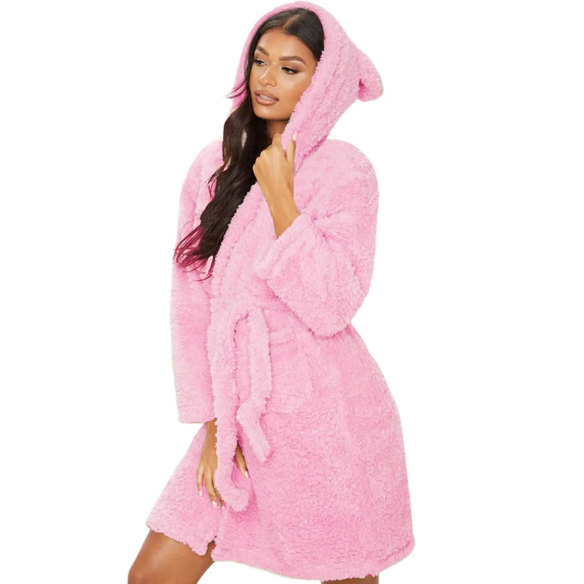 CozyChic PlushHood Badjas - Speelse Dames Badjas