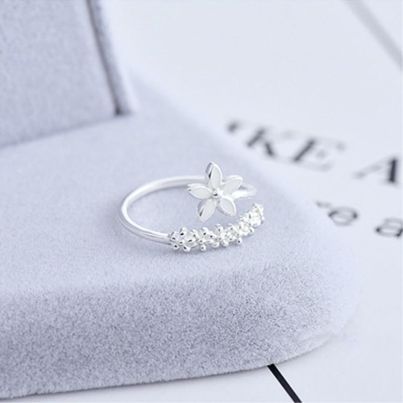 Elegant Verstelbare Zilveren Ring met Betoverende Emaille Wildbloemen - Amaril