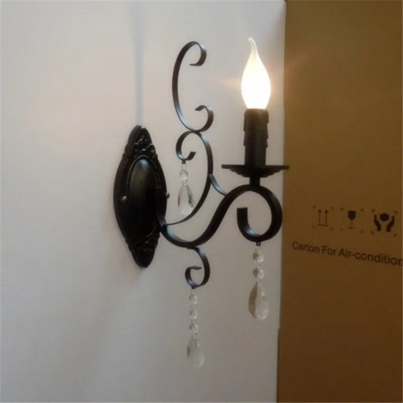 CrystalGlow Wall Light - Vintage Zwart LED Verlichting